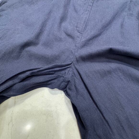 Open Edit Linen Blend Pants Navy Blue Relaxed Men's Large Minimalist Coastal - Picture 5 of 14
